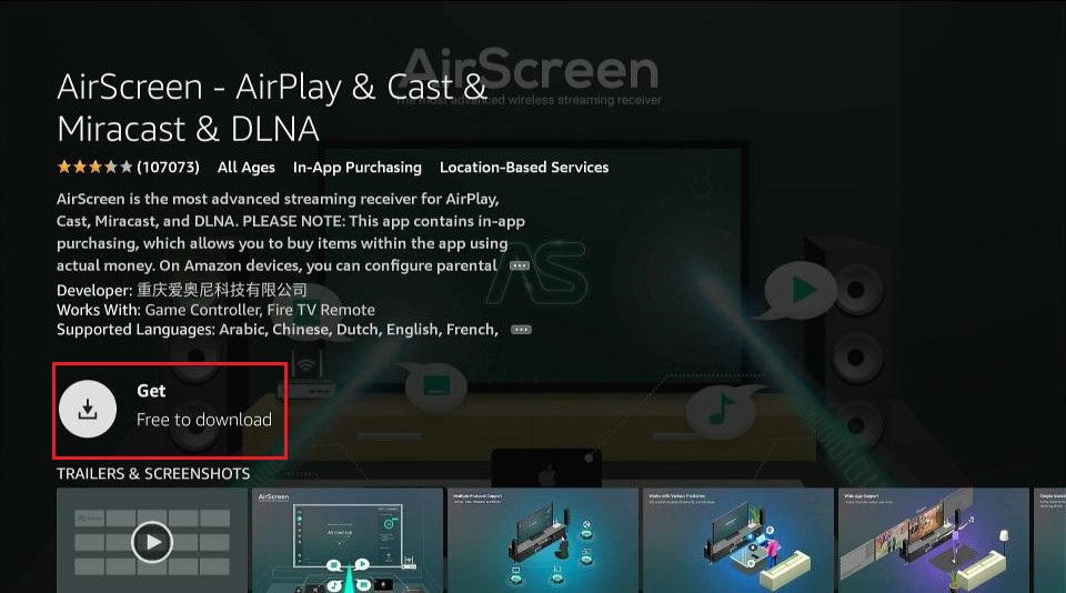how to get airscreen on firestick