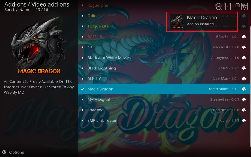 magic dragon kodi addon