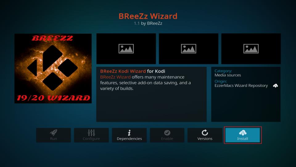 select install breezz wizard