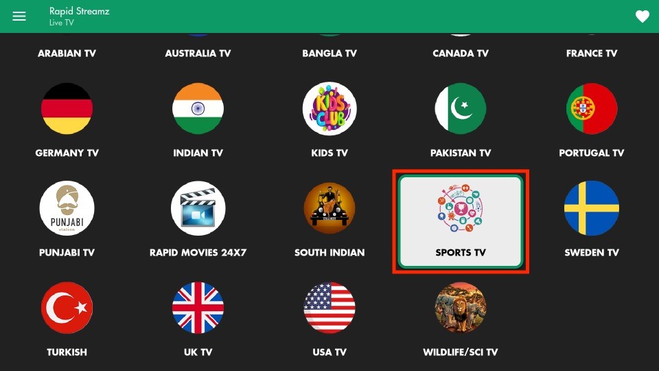 Sports TV section