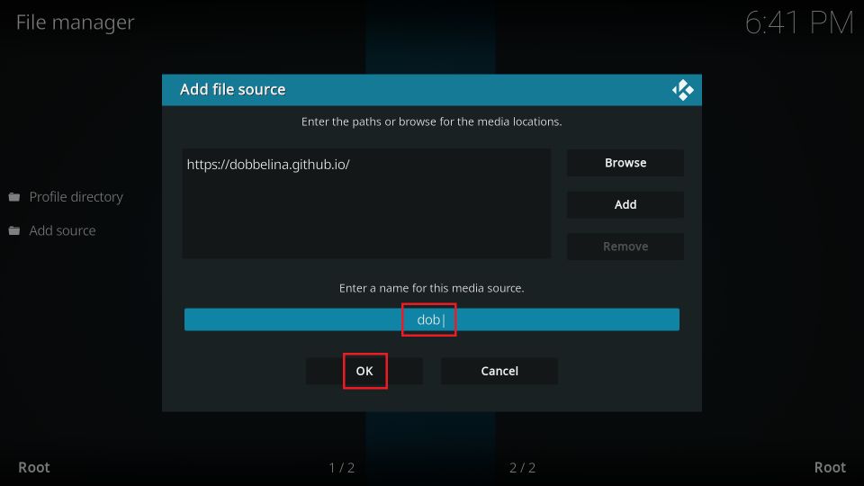 enter alias select ok