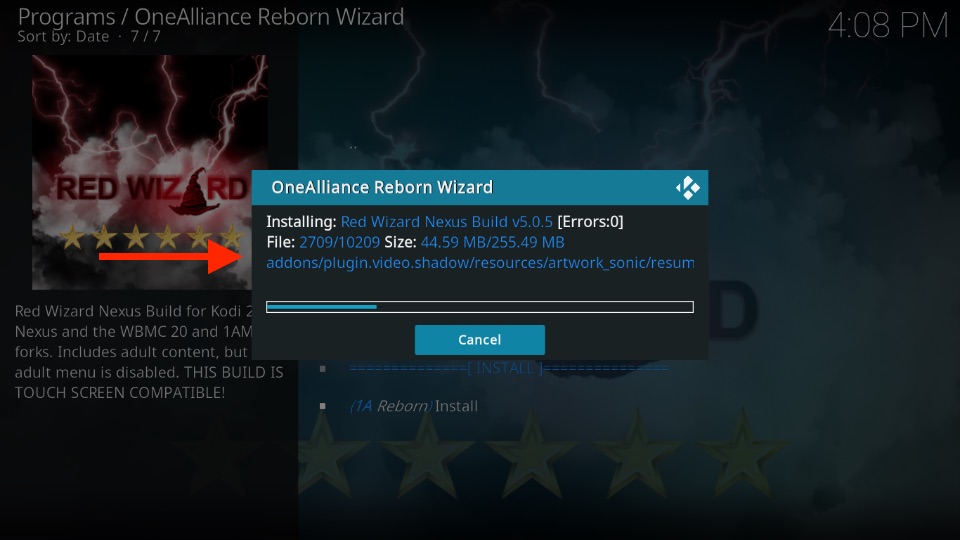 red wizard build for kodi