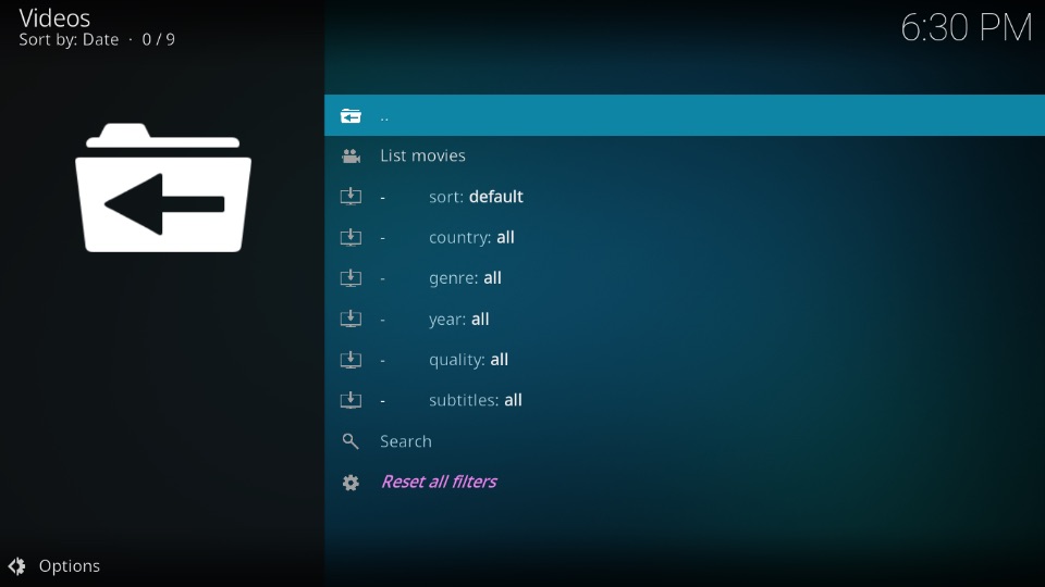 movies section of fmovies addon