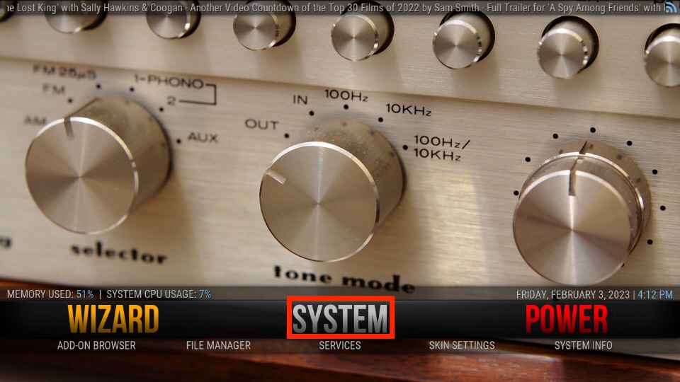 go to SYSTEM