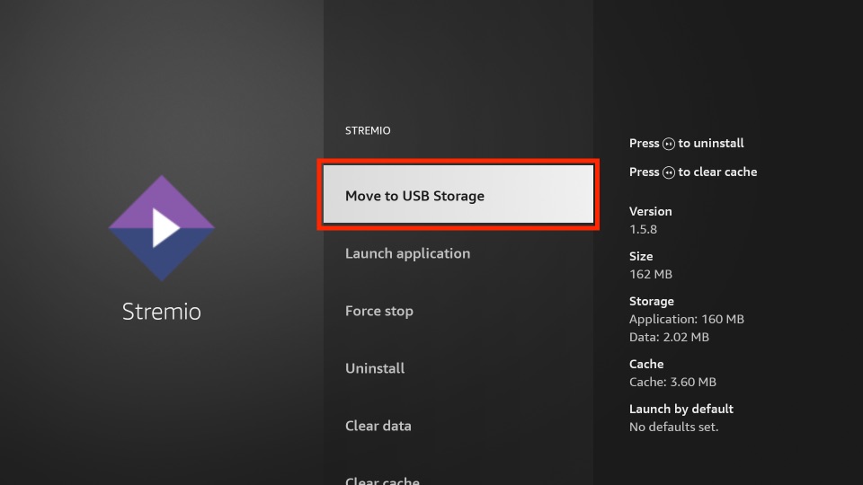 select Move to USB Storage