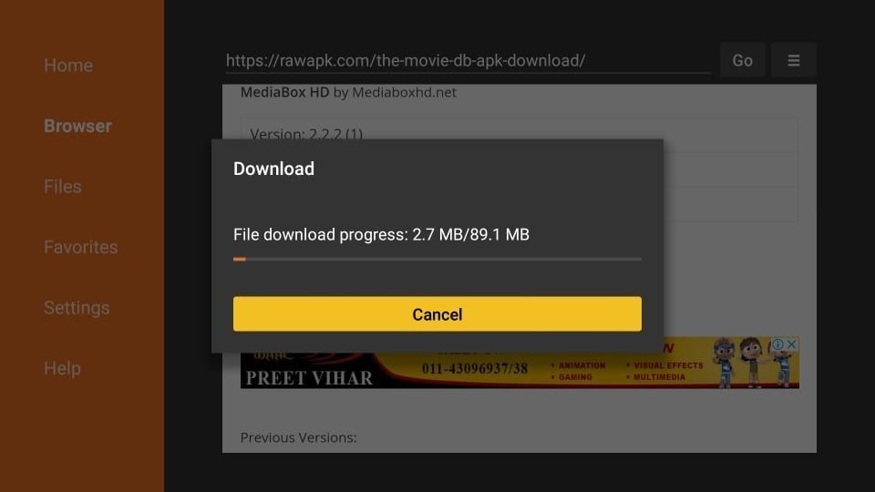 downloading media box hd apk files