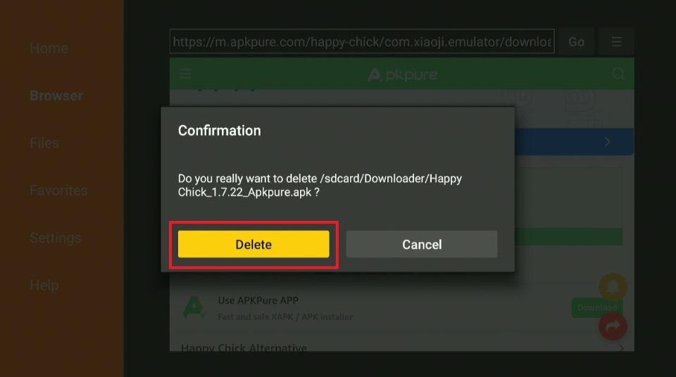 click on delete button