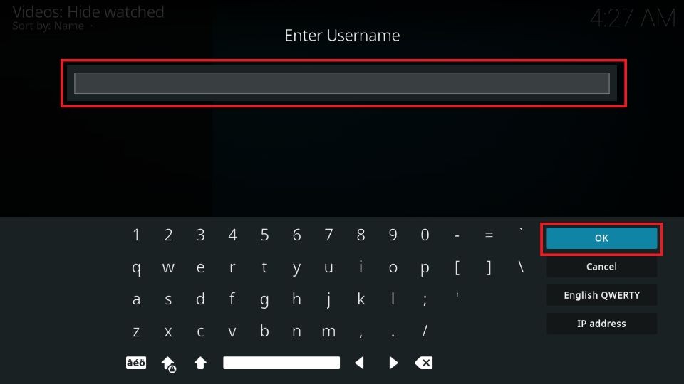 enter username