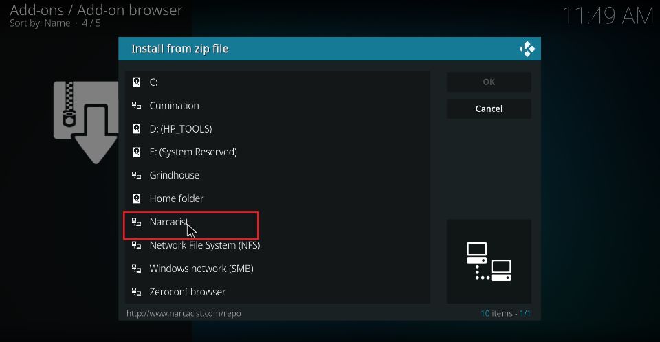 select narcacist zip file
