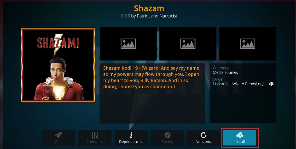 how to install shazam kodi addon