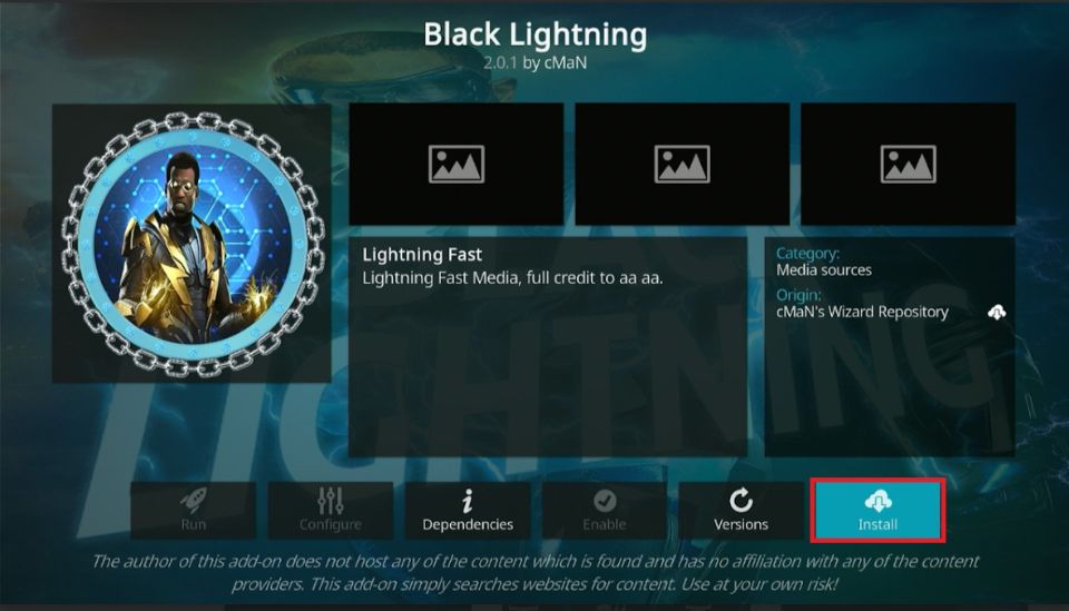 how to install black lightning kodi addon
