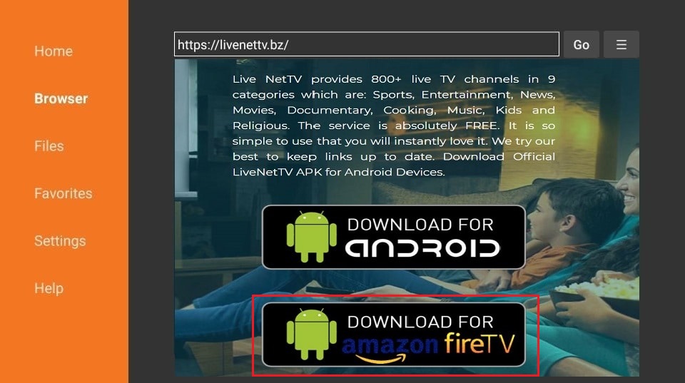 click on Download for Amazon Fire TV