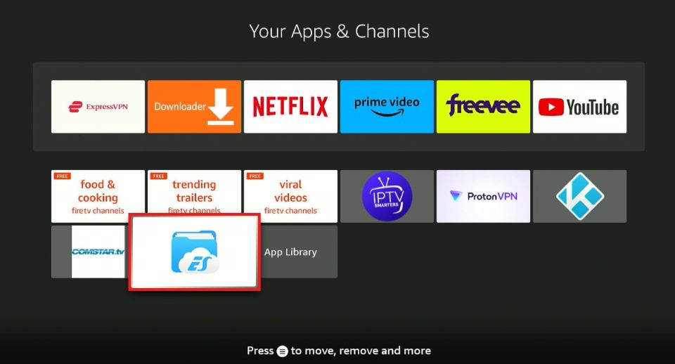 launch es file explorer on firestick