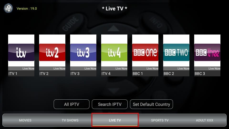 select live tv section