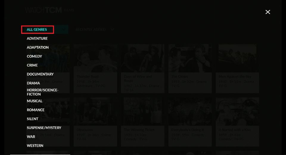 select All Genres category tab