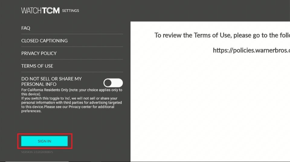 click on sign in button