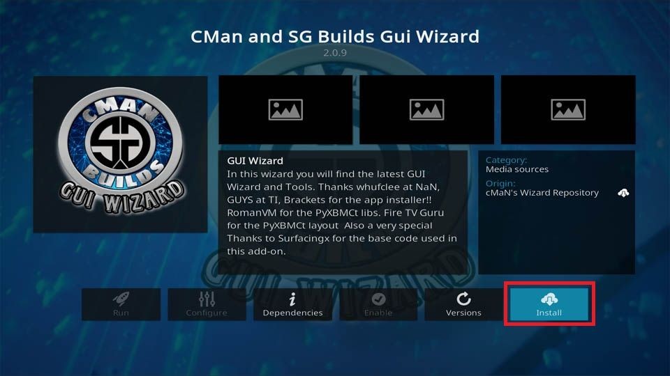 click on install button