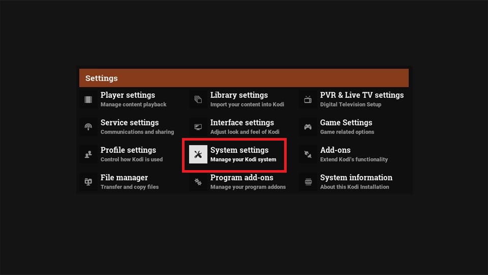select system settings