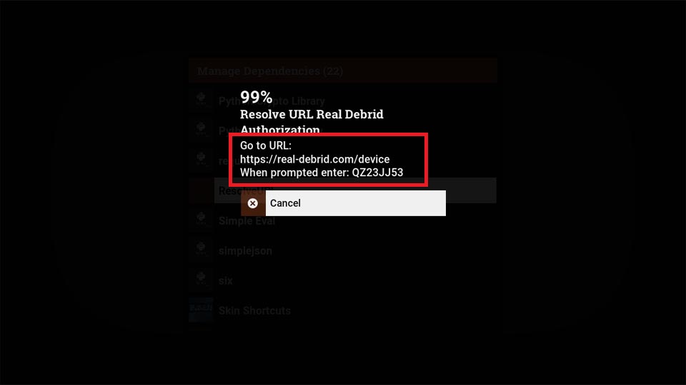 real debrid authorization code