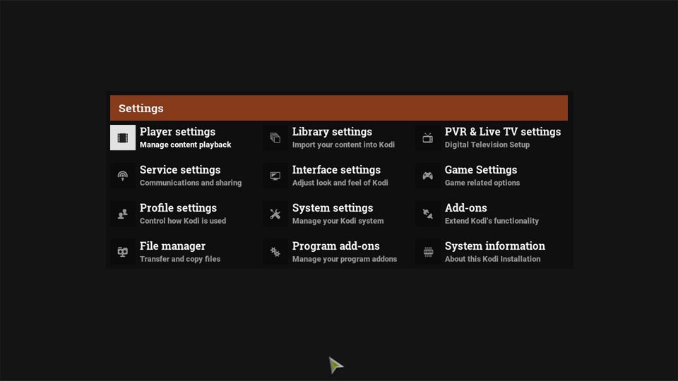 basix kodi build settings