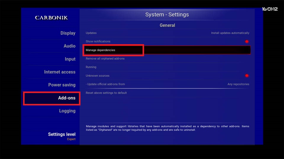 select addons