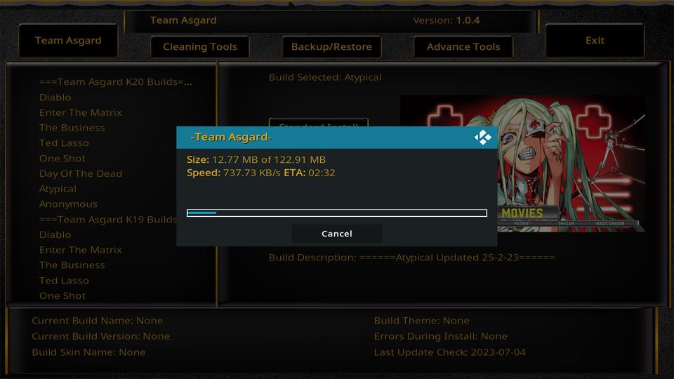 installing atypical build on kodi