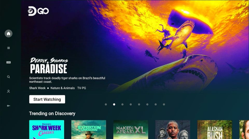 discovery go app home screen