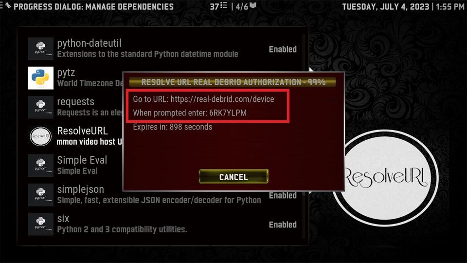 real debrid authorization code