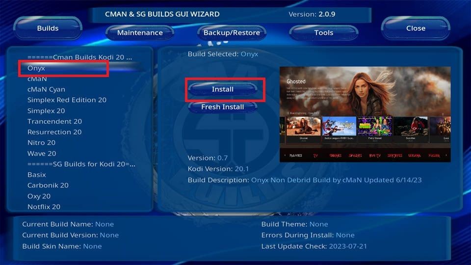 select onyx build