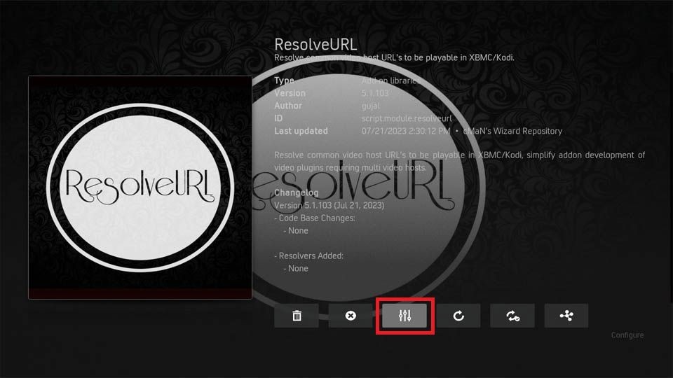 Select the Configure icon