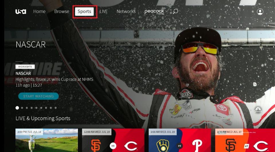 select sports tab