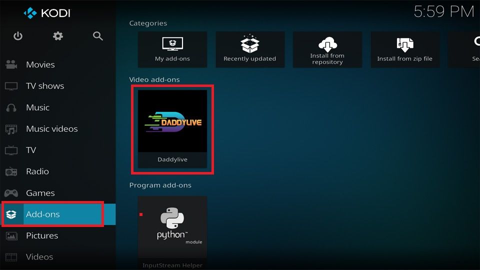 addons daddylive