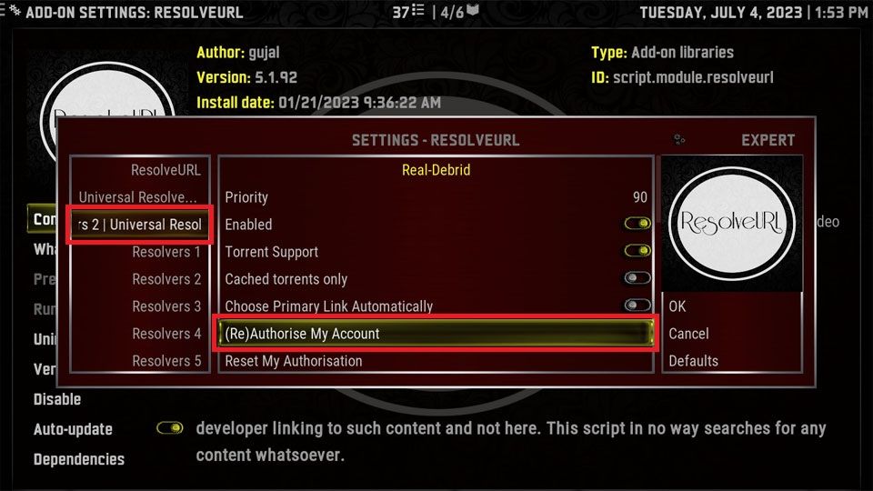 click on (Re)Authorise My Account