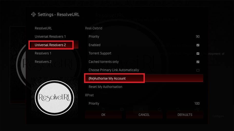 click on the (Re)Authorise My Account