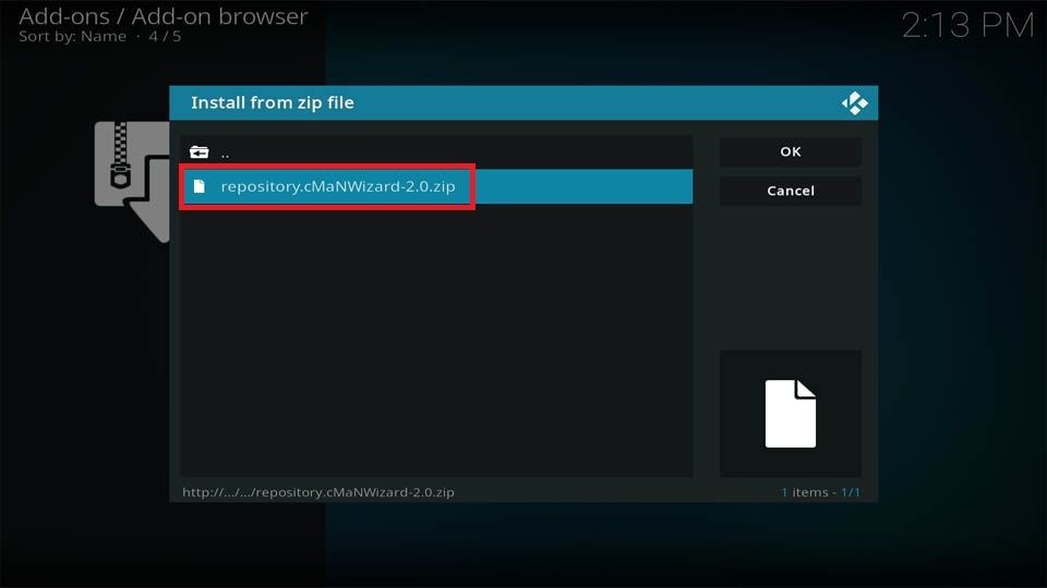 cman wizard repository zip file