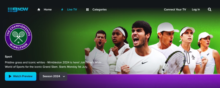 Stream Wimbledon on 9Now