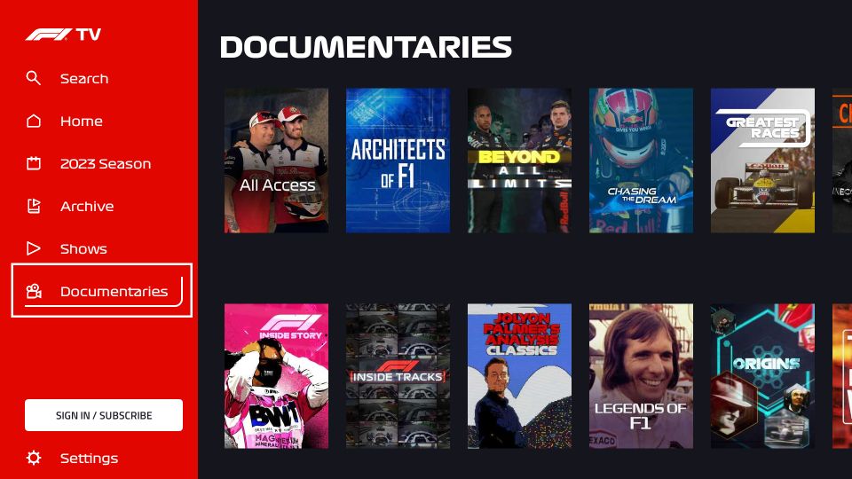 Documentaries section