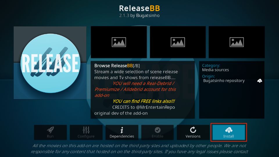 how to install releasebb kodi addon