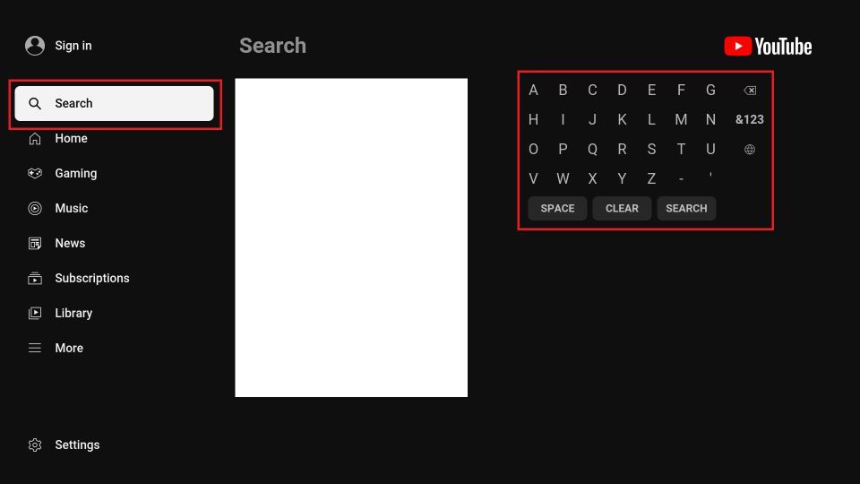 click on search tab