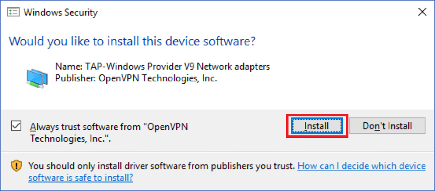 click on install button
