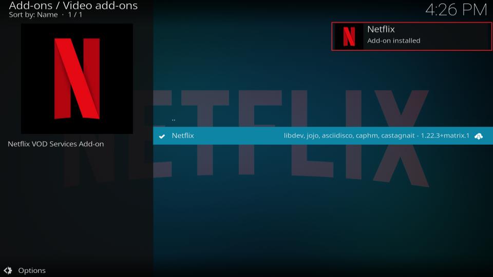 netflix-addon-installed