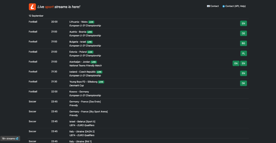 streaming sites sports
