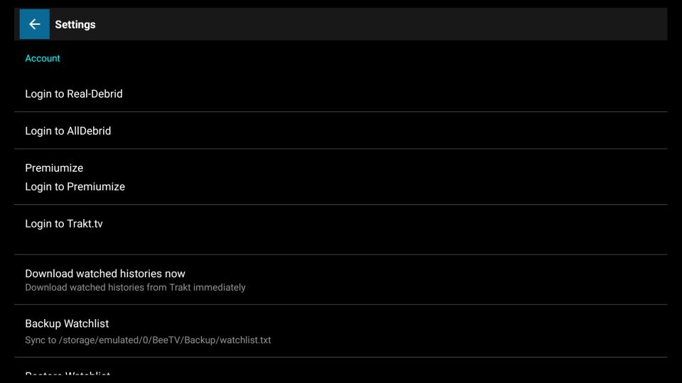 bee tv settings