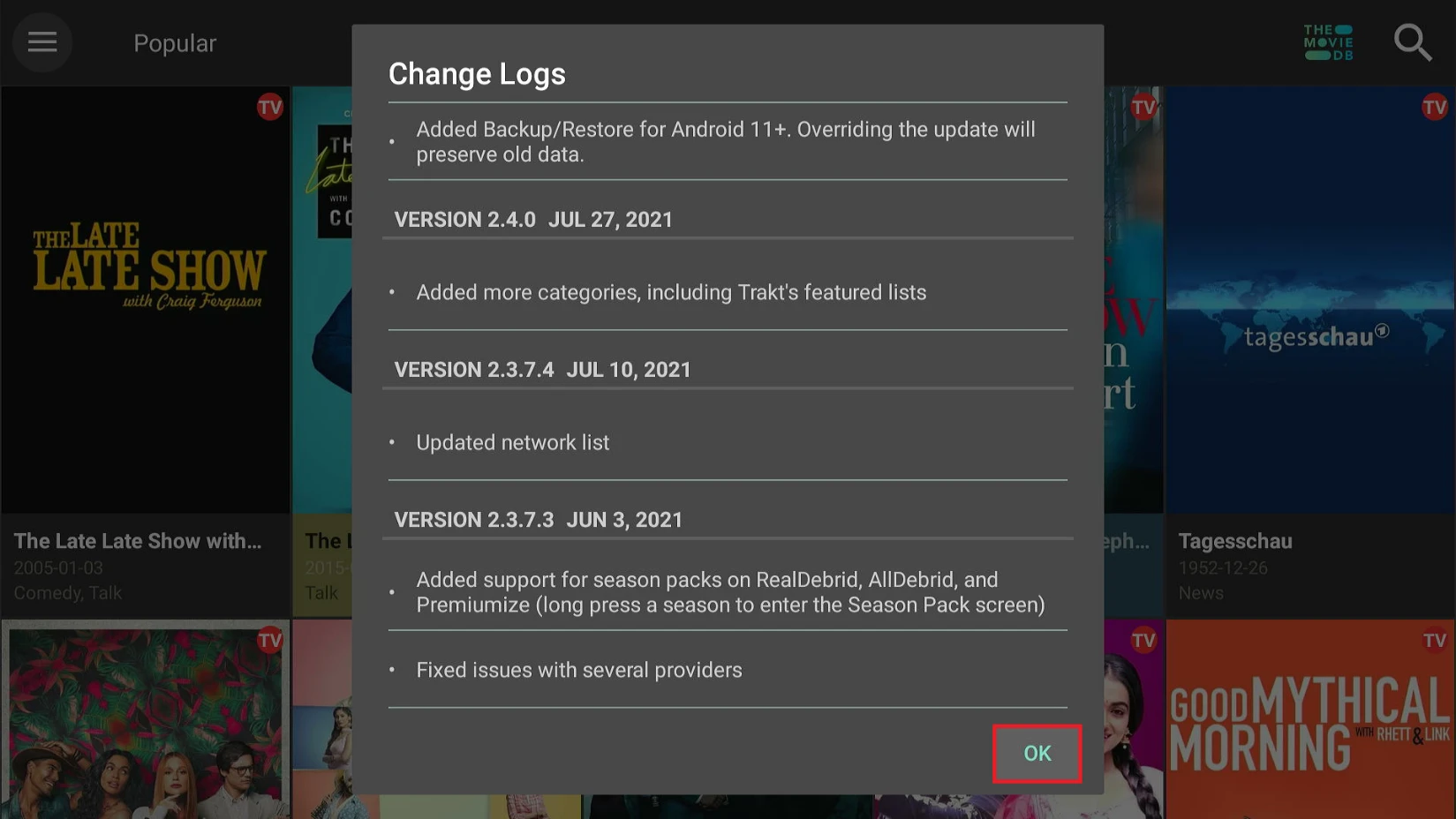 Click OK on the Change