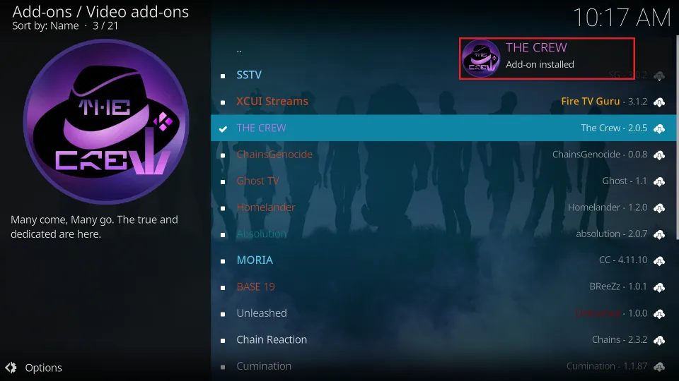 Wait for the The Crew Add-on installed