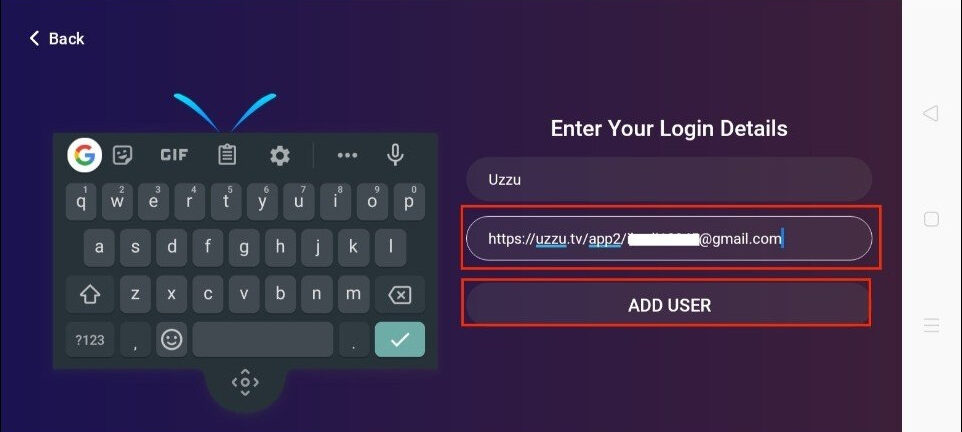 click on add user tab