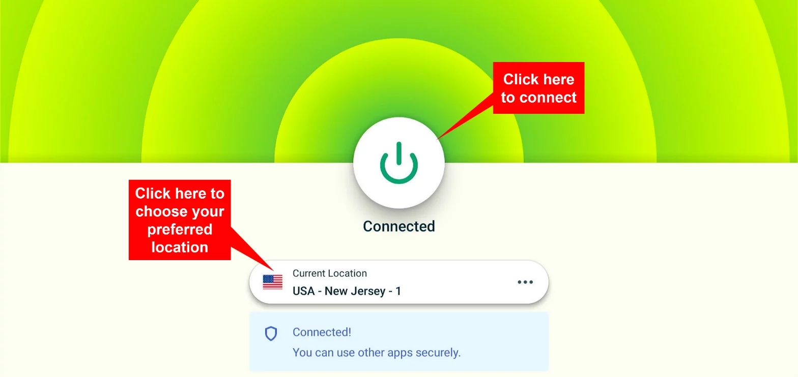 ExpressVPN main screen