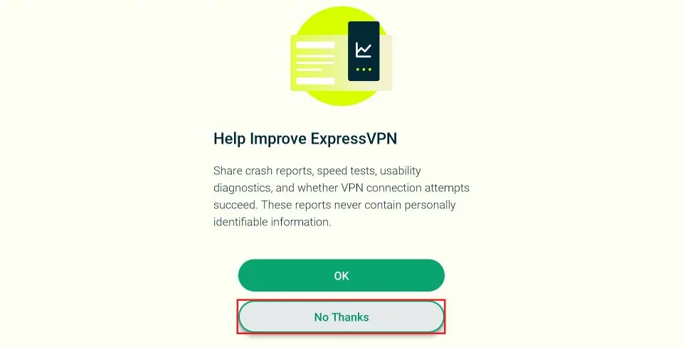 clicking No Thanks