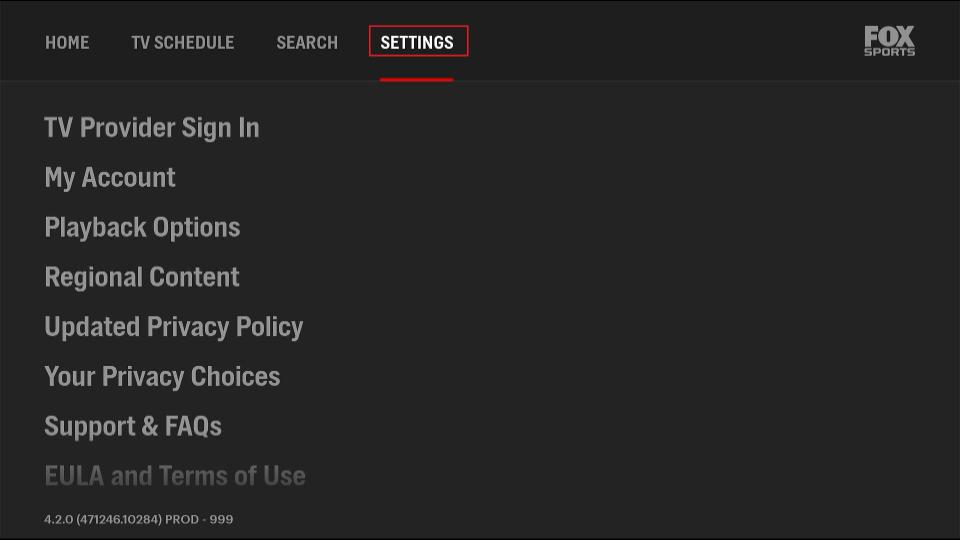fox sports-settings