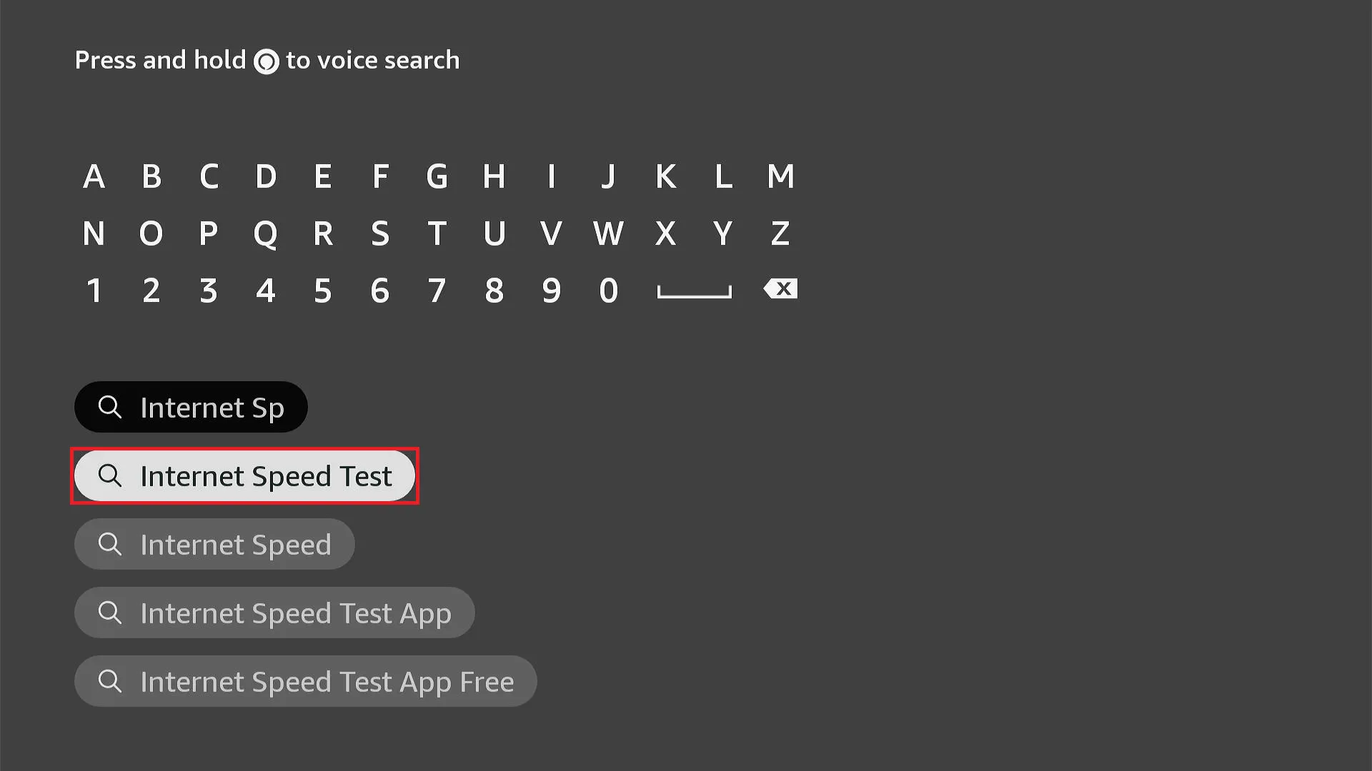 Start typing Internet Speed Test